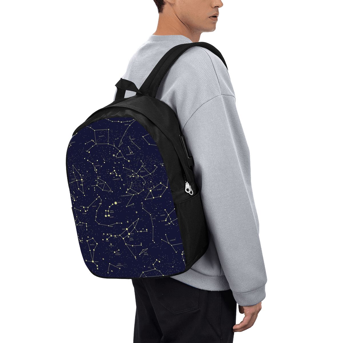 Backpacks - Night Sky Golden Celestial Stars Zodiac