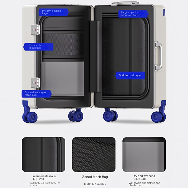 Front-opening Luggage Wide Han - Aluminum Frame Carry On Luggage recension och pris