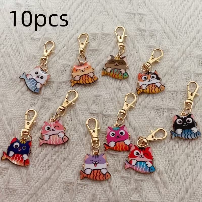 10pcs alloy printed cat keycha - Wallets recension och pris